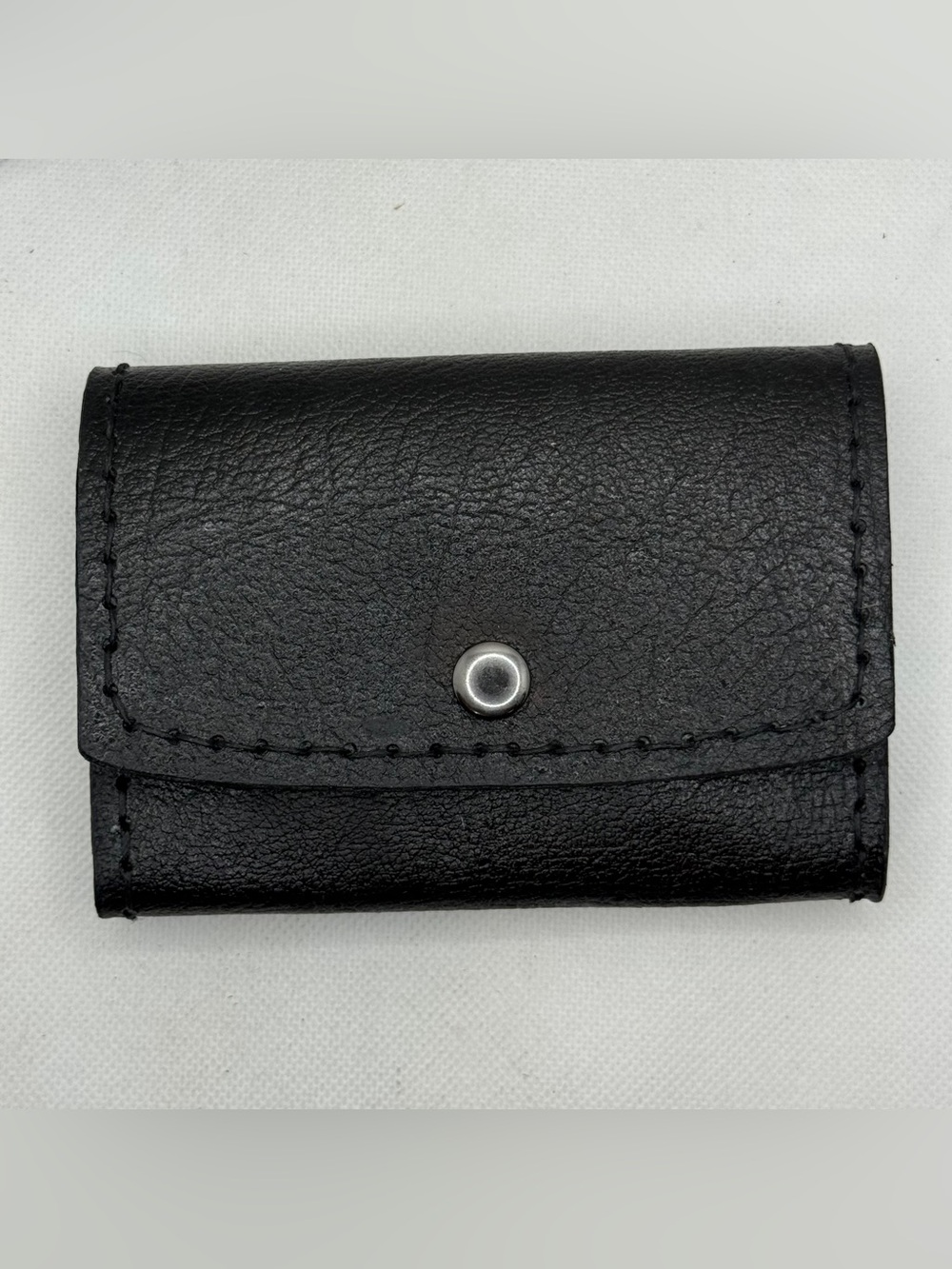 Handmade Genuine Leather Snap Pouch Wallet Black Minimalist